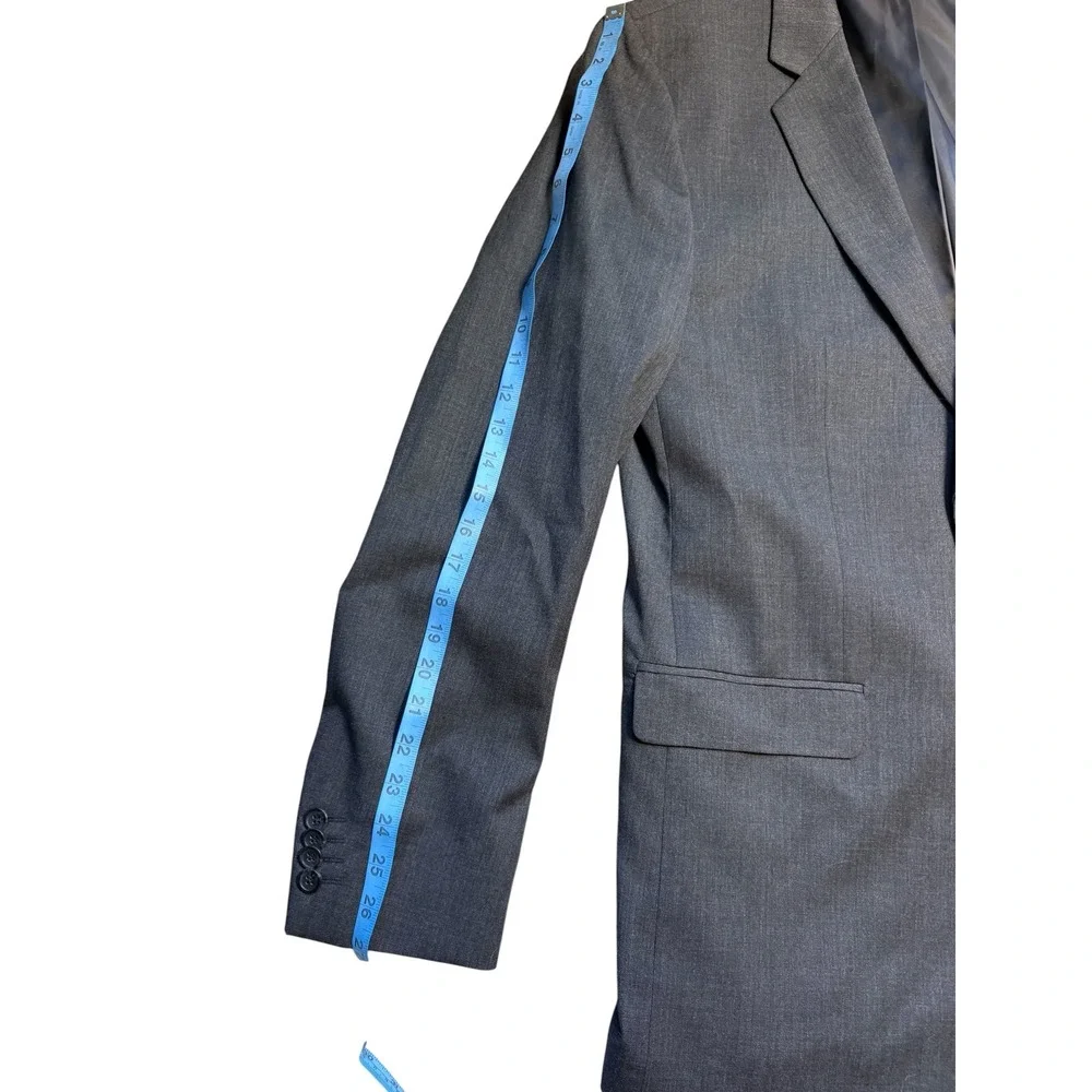Banana Republic Mens Tailored Slim‎ Fit Suit Charcoal Gray 44L 37W Wool Blend